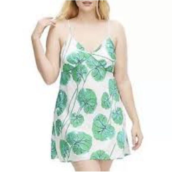 Diane Von Furstenberg Green Leaf Slip Dress - Picture 3 of 11